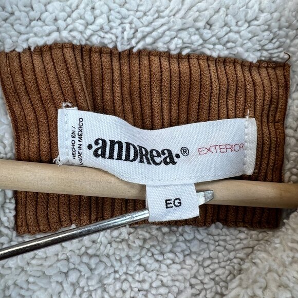 Andrea Womens Corduroy Brown Sherpa Lined Truckers Jacket Sz XL Retro Cowgirl - Picture 5 of 16